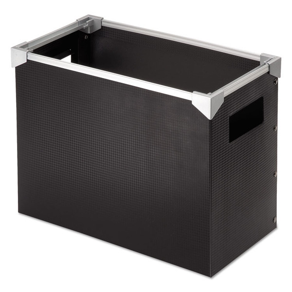 Poly Desktop File Box, Letter Files, 13" x 6.25" x 9.5", Black/Silver [SKU: PFX01151]