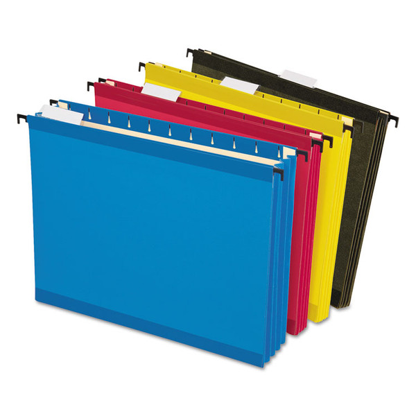 SureHook Hanging Pocket File, Letter Size, 1/5-Cut Tabs, Assorted Colors, 4/Pack [SKU: PFX09213]