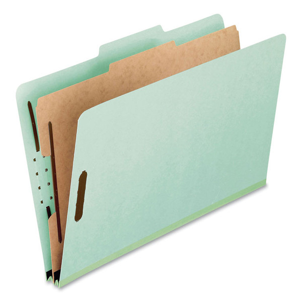 Four-Section Pressboard Classification Folders, 2" Expansion, 1 Divider, 4 Fasteners, Legal Size, Light Green, 10/Box [SKU: PFX17175EE]