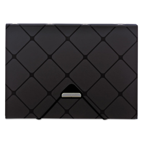 Poly Expanding File, 1.5" Expansion, 13 Sections, Cord/Hook Closure, 1/12-Cut Tabs, Letter Size, Black [SKU: PFX39624BLA]