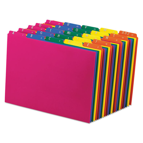 Poly Top Tab File Guides, 1/5-Cut Top Tab, A to Z, 8.5 x 11, Assorted Colors, 25/Set [SKU: PFX40142]