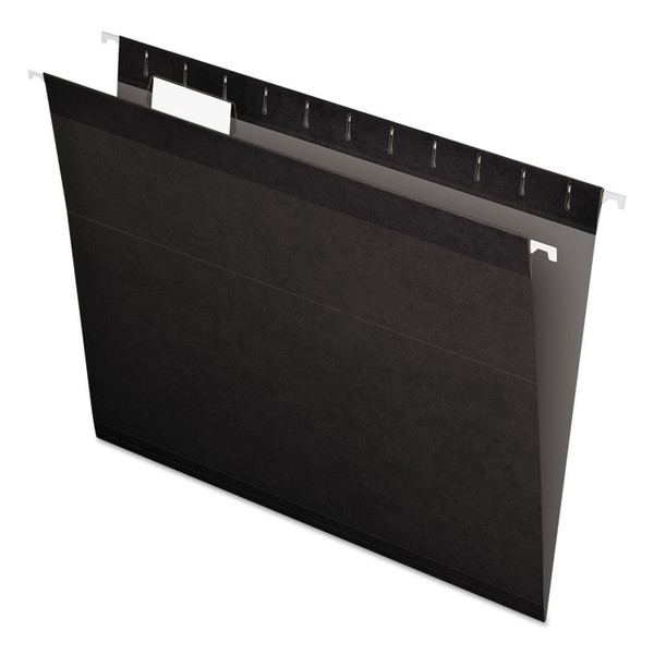 Colored Reinforced Hanging Folders, Letter Size, 1/5-Cut Tabs, Black, 25/Box [SKU: PFX415215BLA]