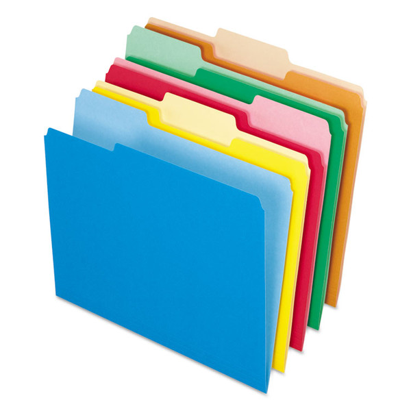 Interior File Folders, 1/3-Cut Tabs: Assorted, Letter Size, Assorted Colors: Blue/Green/Orange/Red/Yellow, 100/Box [SKU: PFX421013ASST]