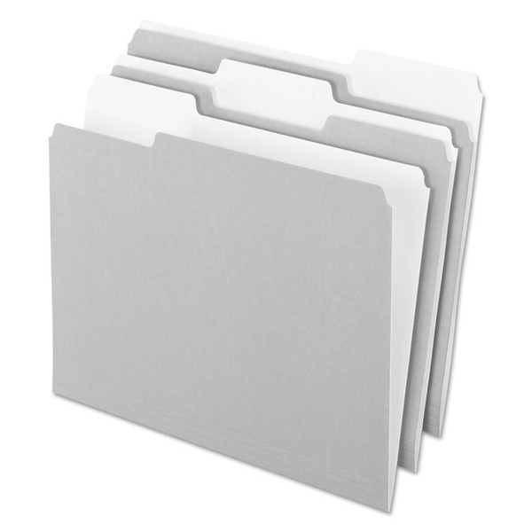 Interior File Folders, 1/3-Cut Tabs: Assorted, Letter Size, Gray, 100/Box [SKU: PFX421013GRA]