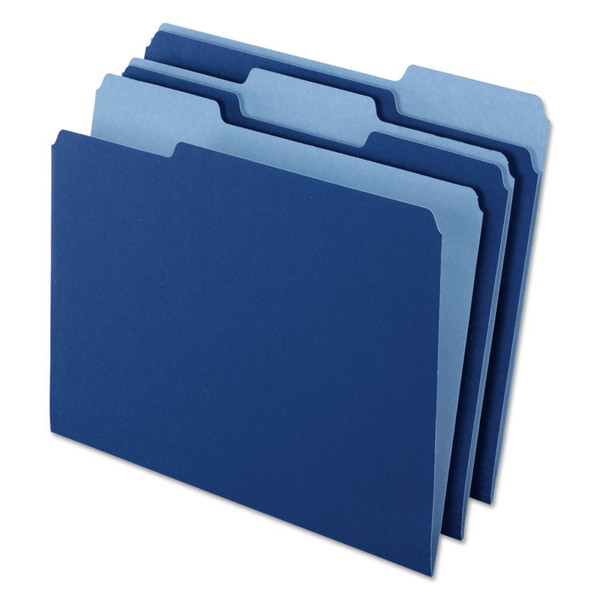 Interior File Folders, 1/3-Cut Tabs: Assorted, Letter Size, Navy Blue, 100/Box [SKU: PFX421013NAV]