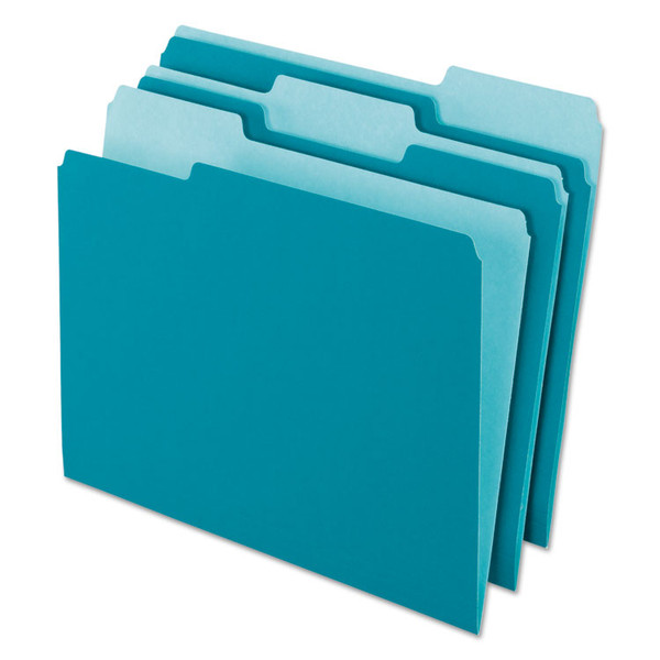 Interior File Folders, 1/3-Cut Tabs: Assorted, Letter Size, Teal, 100/Box [SKU: PFX421013TEA]