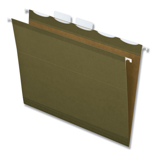 Ready-Tab Reinforced Hanging File Folders, Letter Size, 1/5-Cut Tabs, Standard Green, 25/Box [SKU: PFX42590]