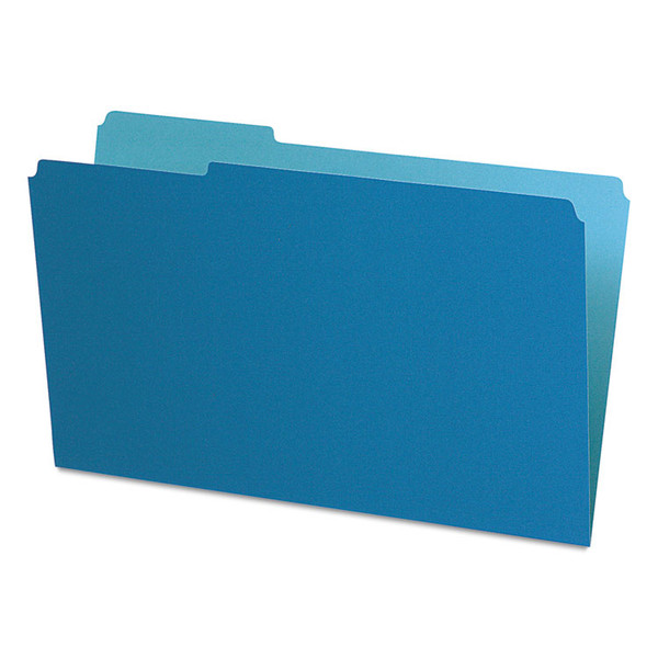 Interior File Folders, 1/3-Cut Tabs: Assorted, Legal Size, Blue, 100/Box [SKU: PFX435013BLU]