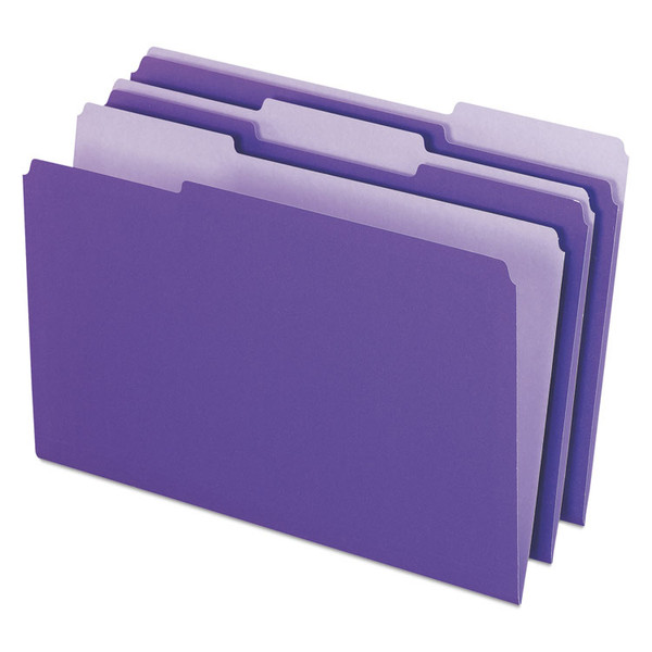 Interior File Folders, 1/3-Cut Tabs: Assorted, Legal Size, Violet, 100/Box [SKU: PFX435013VIO]