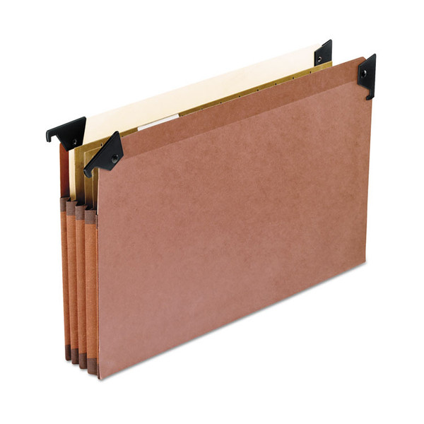 Premium Expanding Hanging File Pockets with Swing Hooks and Dividers, 3 Dividers with 1/5-Cut Tabs, Legal Size, Brown, 5/Box [SKU: PFX45423]