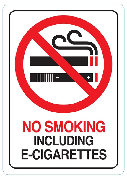 HY-KO D-28 Deco Sign, NO SMOKING INCLUDING E-CIGARETTES, White Background, Plastic, 7 in H x 5 in W Dimensions [SKU: ORG7449341]
