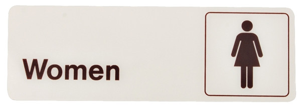 HY-KO D-14 Graphic Sign, Rectangular, WOMEN, Dark Brown Legend, White Background, Plastic, 3 in W x 9 in H Dimensions [SKU: ORG6718662]