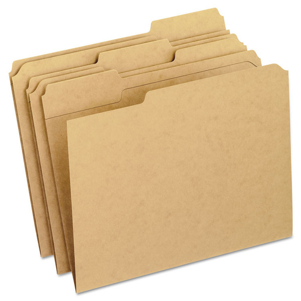 Dark Kraft File Folders with Double-Ply Top, 1/3-Cut Tabs: Assorted, Letter Size, 0.75" Expansion, Brown, 100/Box [SKU: PFXRK15213]