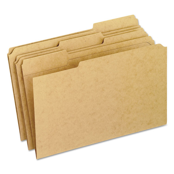 Dark Kraft File Folders with Double-Ply Top, 1/3-Cut Tabs: Assorted, Legal Size, 0.75" Expansion, Brown, 100/Box [SKU: PFXRK15313]