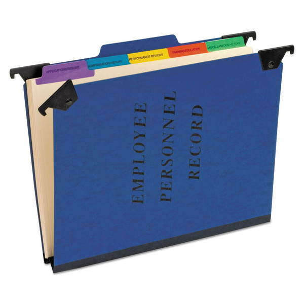 Hanging-Style Personnel Folders, 5 Dividers with 1/5-Cut Tabs, Letter Size, 1/3-Cut Exterior Tabs, Blue [SKU: PFXSER2BL]