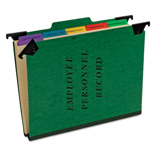Hanging-Style Personnel Folders, 5 Dividers with 1/5-Cut Tabs, Letter Size, 1/3-Cut Exterior Tabs, Green [SKU: PFXSER2GR]