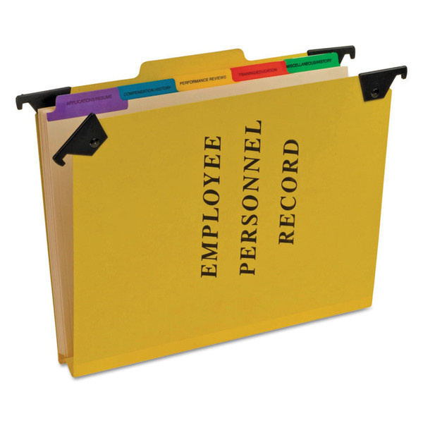 Hanging-Style Personnel Folders, 5 Dividers with 1/5-Cut Tabs, Letter Size, 1/3-Cut Exterior Tabs, Yellow [SKU: PFXSER2YEL]