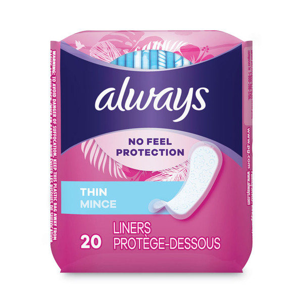 Thin Daily Panty Liners, Regular, 20/Pack, 24 Packs/Carton [SKU: PGC08279]