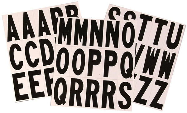 HY-KO MM-17L Packaged Letter Set, 1-3/4 in H Character, Black Character, White Background, Vinyl [SKU: ORG0250423]