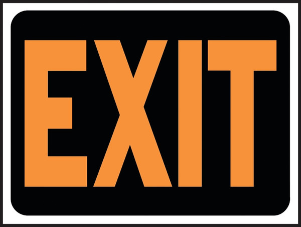 HY-KO Hy-Glo Series 3003 Identification Sign, Exit, Fluorescent Orange Legend, Plastic, 12 in W x 8-1/2 in H Dimensions [SKU: ORG0110700]
