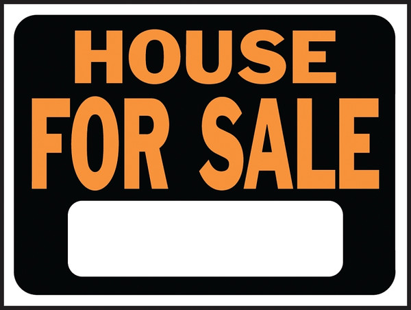 HY-KO Hy-Glo Series 3004 Identification Sign, House For Sale, Fluorescent Orange Legend, Plastic [SKU: ORG0110759]