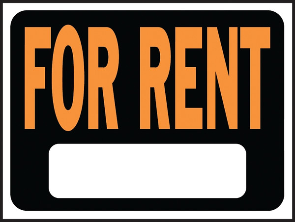 HY-KO Hy-Glo Series 3005 Identification Sign, Rectangular, FOR RENT, Fluorescent Orange Legend, Black Background [SKU: ORG0110817]