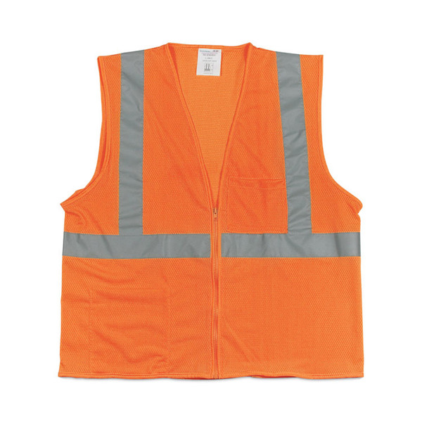 ANSI Class 2 Hook and Loop Safety Vest, 2X-Large, Hi-Viz Orange [SKU: PID302MVGOR2X]