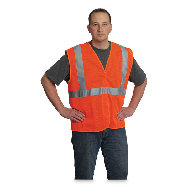 ANSI Class 2 Hook and Loop Safety Vest, X-Large, Hi-Viz Orange [SKU: PID302MVGORXL]