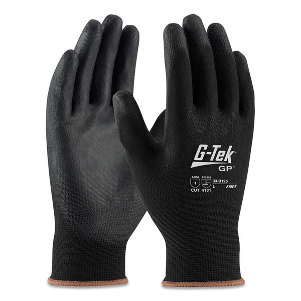 GP Polyurethane-Coated Nylon Gloves, X-Large, Black, 12 Pairs [SKU: PID33B125XL]