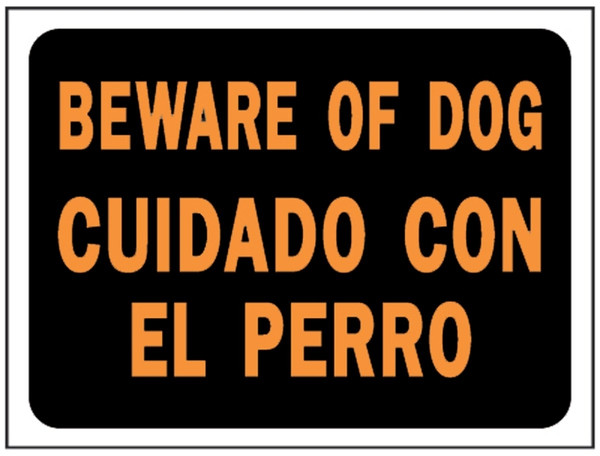 HY-KO Hy-Glo Series 3060 Identification Sign, Rectangular, BEWARE OF DOG, Fluorescent Orange Legend, Black Background [SKU: ORG1296011]