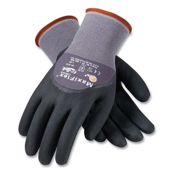 Ultimate Seamless Knit Nylon Gloves, Nitrile Coated MicroFoam Grip on Palm, Fingers and Knuckles, X-Large, Gray, 12 Pairs [SKU: PID34875XL]