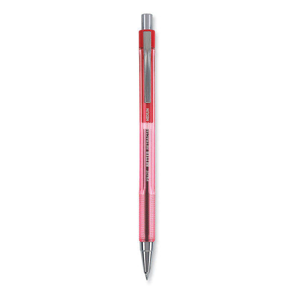 Better Ballpoint Pen, Retractable, Medium 1 mm, Red Ink, Translucent Red Barrel, Dozen [SKU: PIL30007]