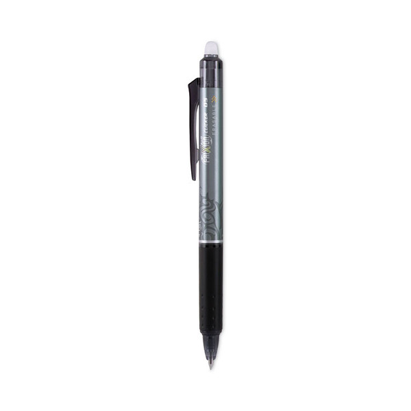 FriXion Clicker Erasable Gel Pen, Retractable, Extra-Fine 0.5 mm, Black Ink, Black Barrel, Dozen [SKU: PIL32520]