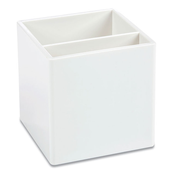 Pen Cup, Plastic, 3.25 x 3.25 x 3.25, White [SKU: PPJ100259]