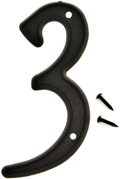 HY-KO PN-29/3 House Number, Character: 3, 4 in H Character, Black Character, Plastic [SKU: ORG0252502]