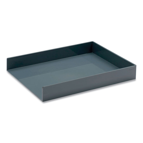Stackable Letter Trays, 1 Section, Letter Size Files, 9.75 x 12.5 x 1.75, Dark Gray, 2/Pack [SKU: PPJ104208]