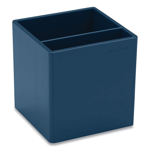 Pen Cup, Plastic, 3.25 x 3.25 x 3.25, Slate Blue [SKU: PPJ105970]