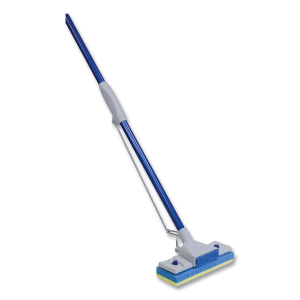 Automatic Sponge Mop, 9 x 3 Blue/Yellow Cellulose Head, 48" Blue/Gray Steel Handle [SKU: QCK454EA]