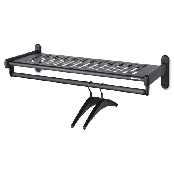Metal Wall Shelf Rack, Powder Coated Textured Steel, 36w x 14.5d x 6h, Black [SKU: QRT20403]