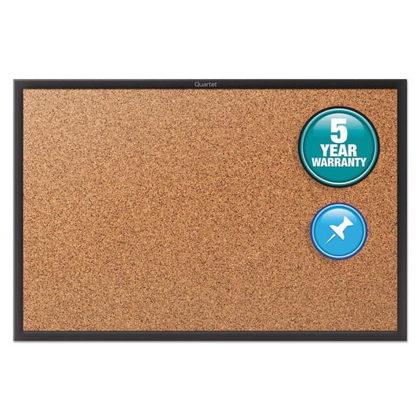 Classic Series Cork Bulletin Board, 36x24, Black Aluminum Frame [SKU: QRT2303B]
