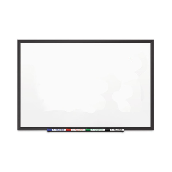 Classic Porcelain Magnetic Whiteboard, 60 x 36, Black Aluminum Frame [SKU: QRT2545B]