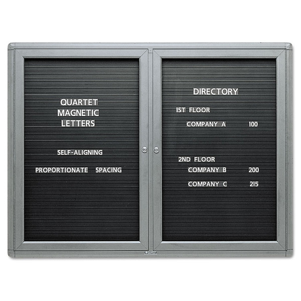 Enclosed Magnetic Directory, 48 x 36, Black Surface, Graphite Aluminum Frame [SKU: QRT2964LM]