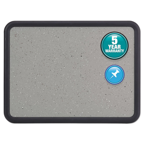 Contour Granite Gray Tack Board, 36 x 24, Black Frame [SKU: QRT699370]