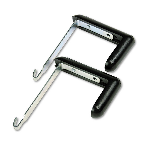 Adjustable Cubicle Hangers, For 1.5" to 3" Thick Partition Walls, Aluminum/Black, 2/Set [SKU: QRT7502]