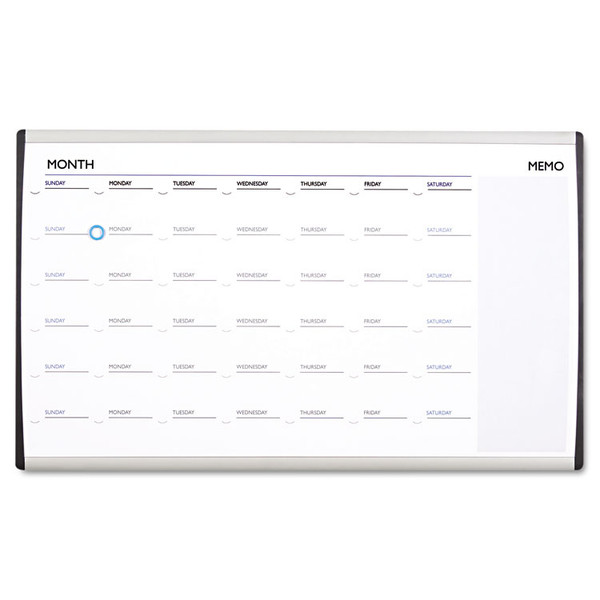 Magnetic Dry-Erase Calendar, 18 x 30, White Surface, Silver Aluminum Frame [SKU: QRTARCCP3018]
