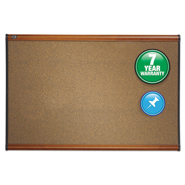 Prestige Bulletin Board, Brown Graphite-Blend Surface, 72 x 48, Cherry Frame [SKU: QRTB247LC]