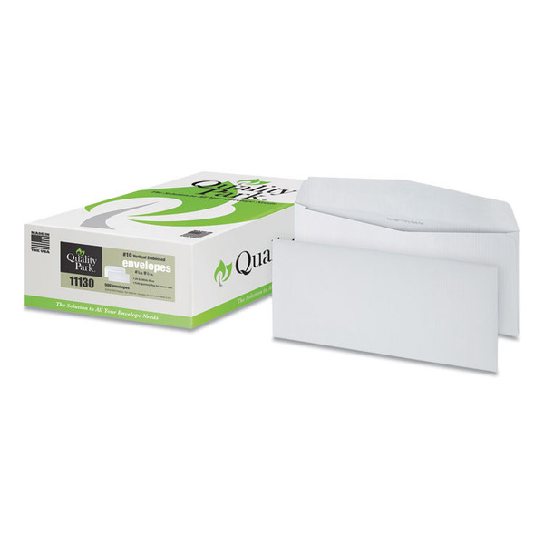 Park Ridge Embossed Executive Envelope, #10, Commercial Flap, Gummed Closure, 4.13 x 9.5, White, 500/Box [SKU: QUA11130]