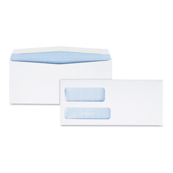 Double Window Security-Tinted Check Envelope, #9, Commercial Flap, Gummed Closure, 3.88 x 8.88, White, 500/Box [SKU: QUA24524]