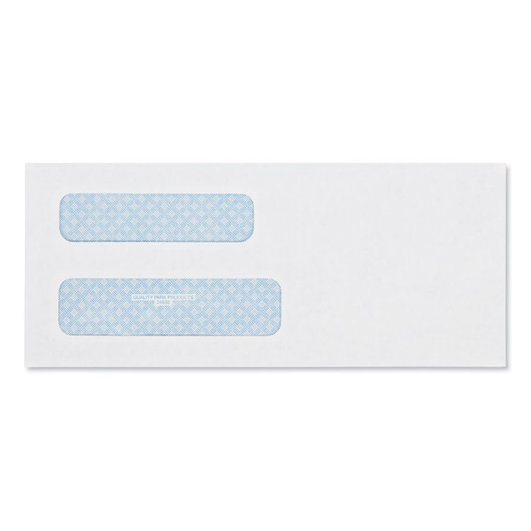 Double Window Security-Tinted Check Envelope, #8 5/8, Commercial Flap, Gummed Closure, 3.63 x 8.63, White, 500/Box [SKU: QUA24532]