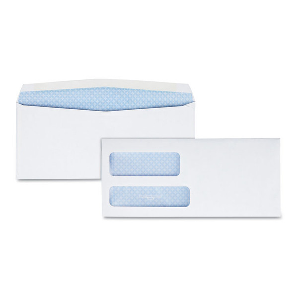 Double Window Security-Tinted Check Envelope, #8 5/8, Commercial Flap, Gummed Closure, 3.63 x 8.63, White, 1,000/Box [SKU: QUA24532B]